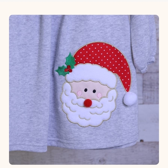 Christmas Good Lad Girls Toddler Gray Santa Dress with Red Accents Size 4t - Picture 3 of 7